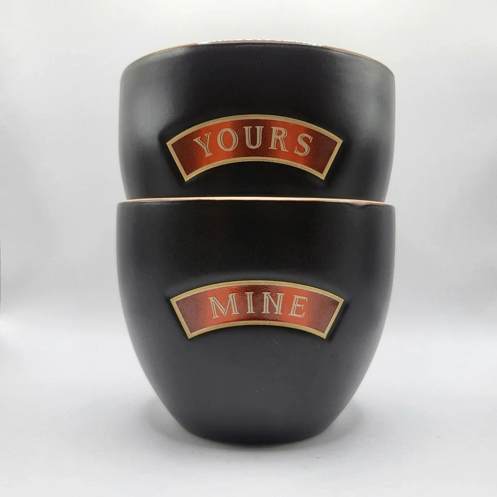 Baileys Irish Cream Yours Mine Ceramic Cups Set Black Gold Espresso
